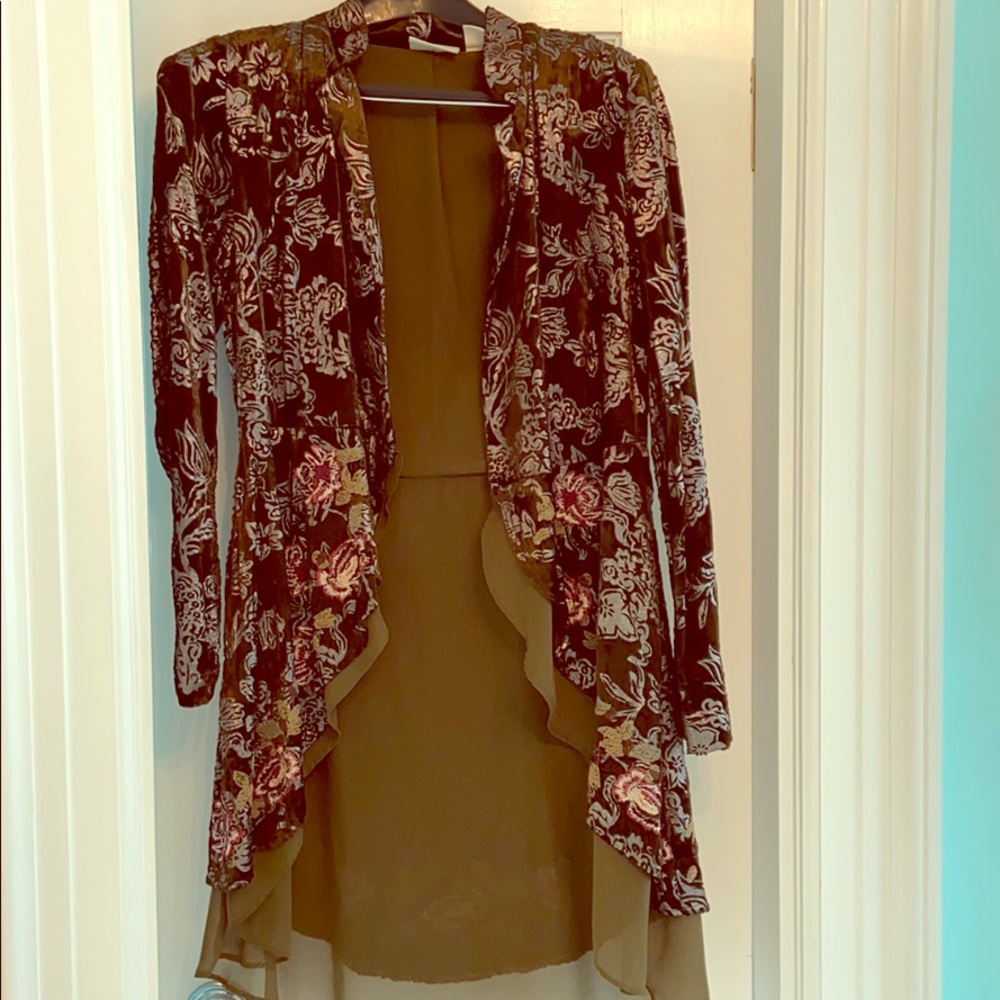 Floral embroidered brushed velvet blazer